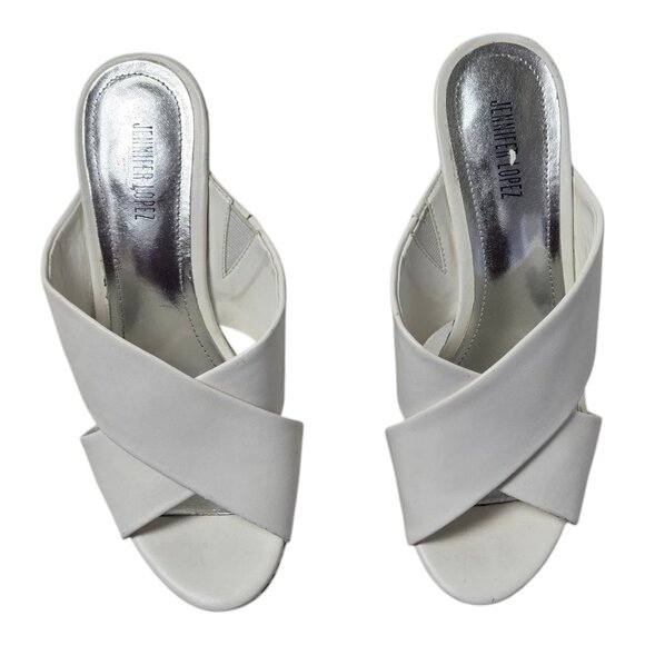 Jennifer Lopez wedge heels 7 1/2 White pre-owned - Picture 4 of 7